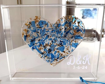 Chuppah Acrylic Heart Shadow Box | Jewish Wedding Keepsake, Broken Glass Art