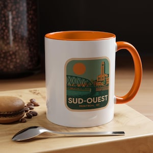 Tasse Sud-Ouest Montréal | Tasse à café rétro | Impression recto-verso | 11 oz 15 oz | Souvenir de Montréal | Cadeau canadien | Fierté du quartier
