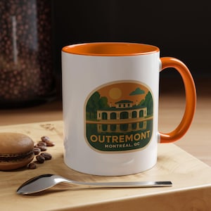 Tasse Montréal Outremont | Tasse à café rétro en céramique 11 oz ou 15 oz | Impression recto-verso | Souvenir de Montréal, cadeau du Canada, fierté du quartier