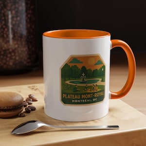 Tasse Plateau Montréal | Tasse à café rétro en céramique 11 oz ou 15 oz | Impression recto-verso | Souvenir de Montréal, cadeau du Canada, fierté du quartier