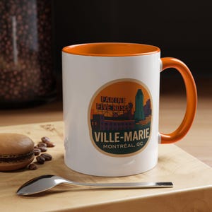 Tasse Montréal Ville-Marie | Tasse à café rétro | Impression recto-verso | 11 oz 15 oz | Souvenir de Montréal | Cadeau canadien | Fierté du quartier