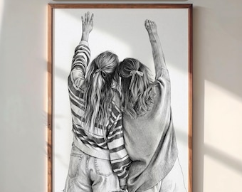 Personalisiertes Bleistift-Porträt - Reasictic Hand-gezeichnete Kunst, digitale Akte