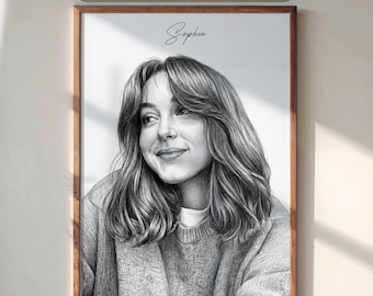 Personalized Pencil Sketch Portrait: Minimalist Hand-Drawn Art (Digital File) - Custom Couple Drawing from Photo