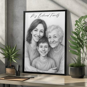 Personalisierte Bleistift Skizze Porträt von Menschen - Minimalistische handgezeichnete Schwarz-Weiß Kunst, individuelle Wanddekoration, digitale Datei, Last-Minute Geschenk