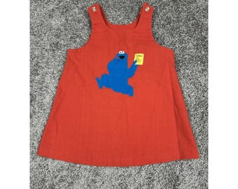 VTG Sesamstraat Cookie Monster-jurk 4T JC Penney 70s 80s kinderen