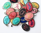 Initial Necklace. Personalized Jewelry. Initial Jewelry. Custom Jewelry Embroidered Necklace. Initial Pendant. Hand Embroidery Gifts for Her