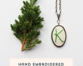 Cursive Initial Necklace. Monogram Pendant. Embroidered Necklace. Mommy Necklace. hand Embroidery. Letter Necklace. Personalized Jewelry.