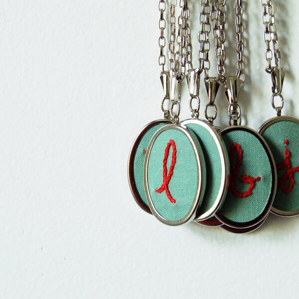 Embroidered Necklace. Gifts for her. Custom Letter, Initial, Monogram.  Made Just For You by merriweathercouncil on Etsy.