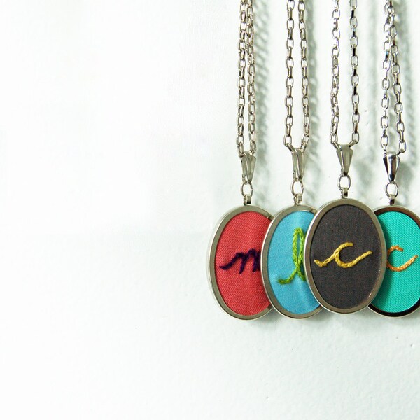 Embroidered Initial Necklace. Custom Letter,  Personalized Necklace.  Made Just For You by merriweathercouncil on Etsy.