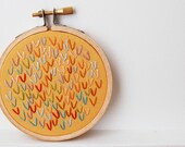 Cyber Monday Sale 40% off - Embroidery Hoop Art.  Wishbone Stitch Color Study in Yellow. Handmade by Merriweather Council