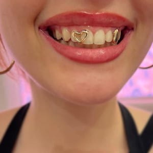 Open Face Heart Shape Cap– Custom Made Gold & Silver Grillz | Personalized Grillz Sets FREE Mold Kit + Free Shipping!