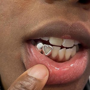 Heart And Plain Cap– Custom Made Gold & Silver Grillz | Personalized Grillz Sets FREE Mold Kit + Free Shipping!