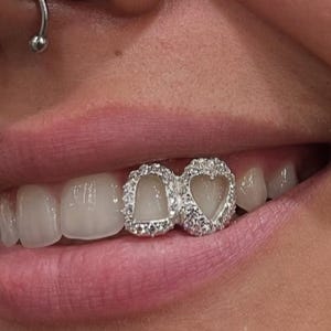Iced Out Diamond Heart Window Grillz– Custom Made Gold & Silver Grillz | Personalized Grillz Sets FREE Mold Kit + Free Shipping!