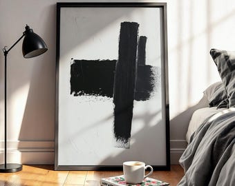 Abstract Black Cross Wall Art - Minimalist Printable - Modern Scandinavian - Neutral Home Decor - Digital Download