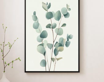 Eucalyptus Poster – Zachtgroene Wandkunst | Natuurmuurschildering voor woonkamer, slaapkamer en kantoor
