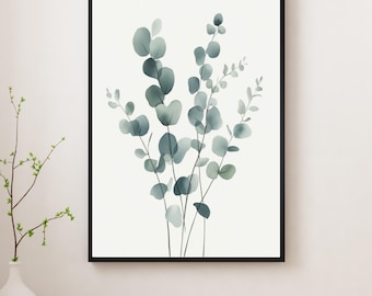 Eucalyptus Poster – Minimalistische Groene Wandkunst | Botanische natuurfoto voor woonkamer, slaapkamer en kantoor