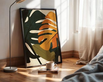 Abstract - Monstera - Wall Art - Botanical Print - Modern - Plant - Digital Download