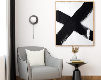 Black - Abstract - Cross Wall Art - Print - Minimalist - Modern - Digital Download