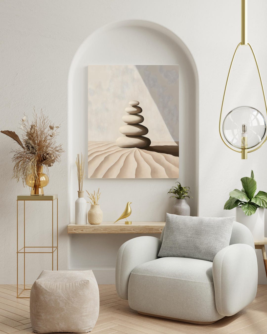 Neutral Abstract Wall Art Minimalist Calm Poster Modern Beige Home ...