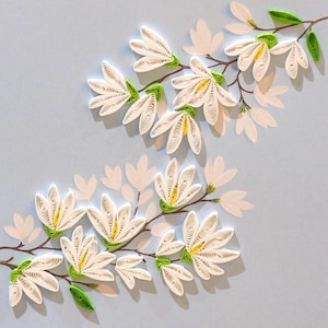 White Magnolia Handmade Card, Quilling Paper Greeting Card, Floral Blank Card for Birthday, Anniversary, Thank You, or Just Because