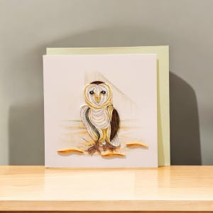 Barn Owl Handmade Card, 3D Owl Greeting Card, Birthday Card, Nature-Inspired Paper Art, Wildlife Lover Gift