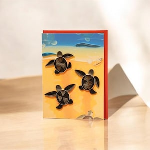Tiny turtles Handmade card, Quilling card, Greeting Card, Birthday Card, Friendship Card