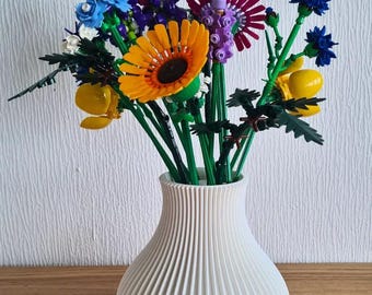 3D Gedruckte Vase für LEGO® Flowers: Gerippte Moderne Display