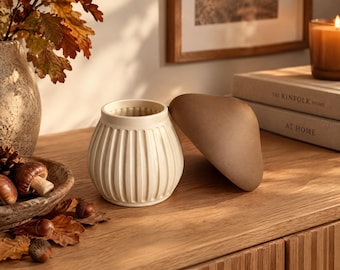Recipiente con forma de seta y tapa / Tarro decorativo estilo cottagecore impreso en 3D, caja de almacenamiento con temática de bosque, regalo de decoración otoñal