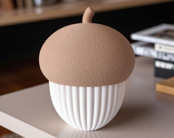 Recipiente con forma de bellota y tapa / Caja de baratijas de otoño impresa en 3D, bombonera, decoración otoñal de bosque, tarro de almacenamiento
