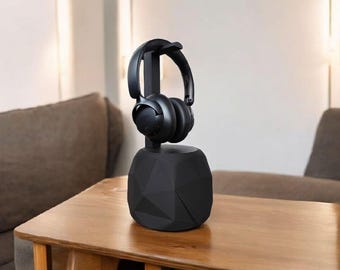 Soporte para auriculares con forma de roca facetada / Soporte geométrico para auriculares impreso en 3D, decoración para escritorio de videojuegos, regalo para gamers