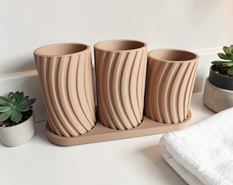 Toothbrush Holder Set – Bathroom Counter Organizer with Cups, Housewarming Gift