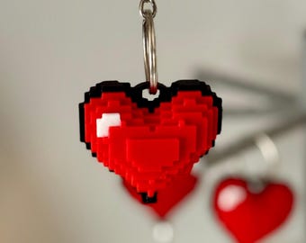 3D Gedruckter Pixel Herz Schlüsselanhänger: Gaming Geschenk