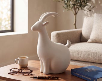 Modern Zen Shelf Set – Minimalist Goat, Bonsai Pot & Spiral Vase | 3D Printed Matching Decor Trio