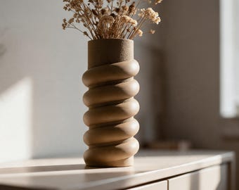 Strukturierte Spiralvase – Moderne, gedrehte Dekovase