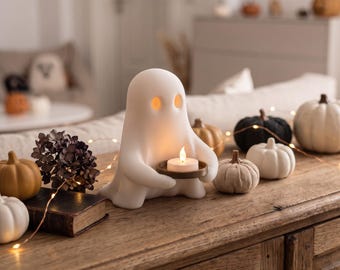 Geister-Teelichthalter – Niedliche Halloween-Geisterkerzen-Dekoration