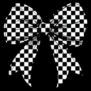 CHECKERED COQUETTE Bow PNG Digital Download Black and White Bow Tshirt Gift Trendy Coquette Bow for T-shirt for Friend Retro Style for Shirt