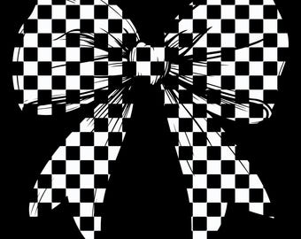 Checkered Coquette Bow PNG: Retro Style Digital Download