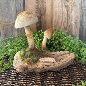 Needle Felted Sulfur Tuft Mushroom Sculpture