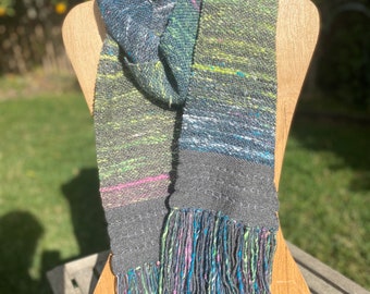 Mardi Gras - Handwoven Fiber Art Scarf