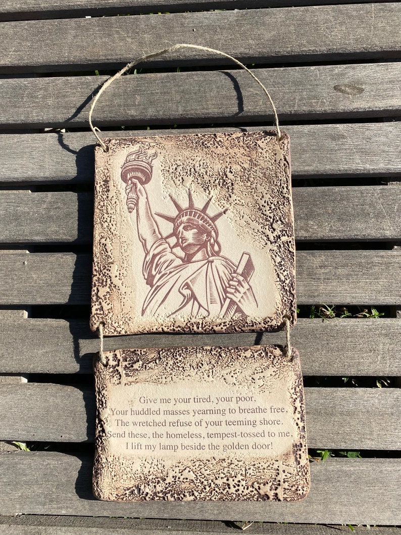 Statue of Liberty Quote Ceramic Plaque Sepia Toned Etsy