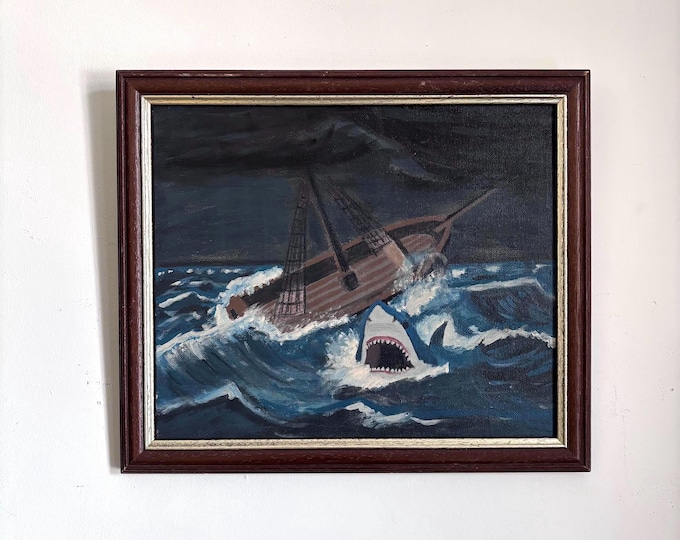 Black Water, White Death. Acrylic on board. Framed 30cm x 36cm