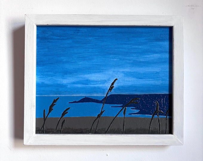 Cape Cornwall. Acrylic on board. Framed 23cm x 28cm