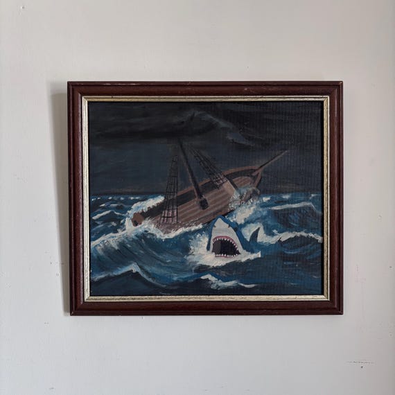 Black Water, White Death. Acrylic on board. Framed 30cm x 36cm