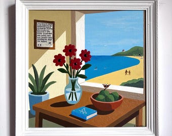 Easy Love. Acrylic on board. Framed 33.5cm x 33.5cm