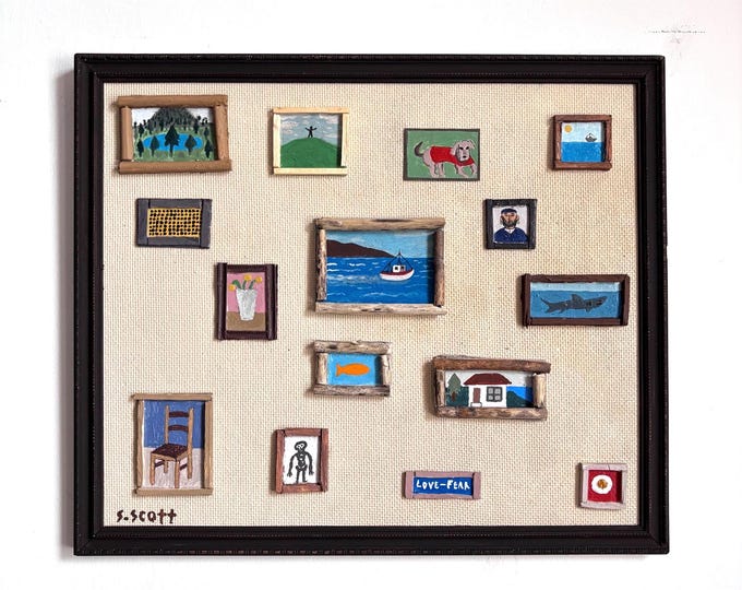 Captains Cottage. Mixed Media. Framed 28cm x 33cm