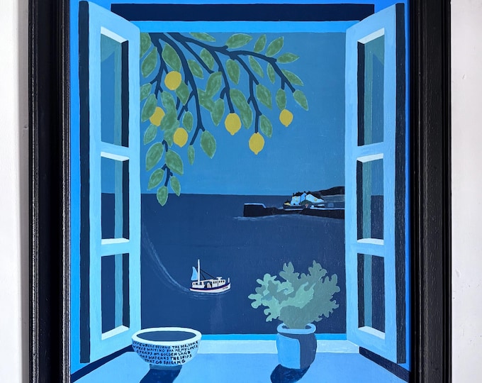 Beyond The Sea. Acrylic on board. Framed 59.5cm x 49.5cm