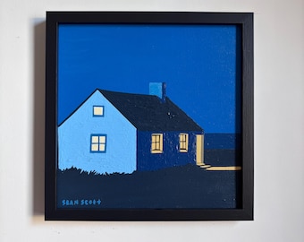 Homecoming Lights. Acrylic on board. Framed 33.5cm x 33.5cm