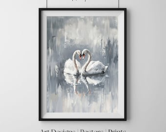 Srebrny Świt, impresjonistyczny obraz olejny, romantyczna sztuka ścienna, minimalistyczny wydruk artystyczny, neutralny plakat dekoracyjny