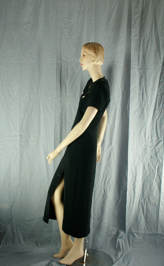 sheer cut out black maxi dress vintage 1990s - image 3