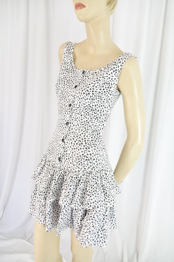 knit leopard print sundress drop waist white blac… - image 2